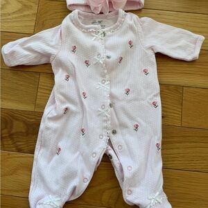 Little Me Pink Rosebud Footie